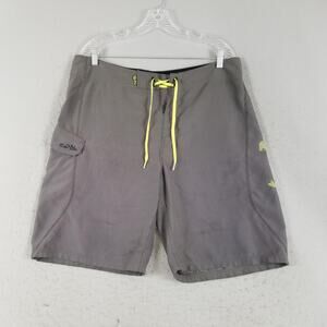 Salt Life SLX-QD Board Shorts Mens 36 Gray Yellow Swim Trunks Quick Dry Pockets